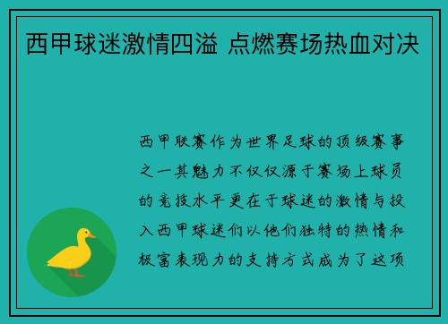 西甲球迷激情四溢 点燃赛场热血对决